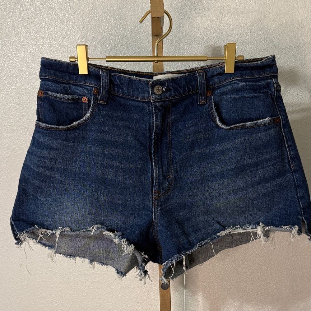 Abercrombie & Fitch Dark Blue cut off high rise Jean Shorts